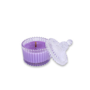 Clear Carousel Candle Frosted Berry Violet Leaves